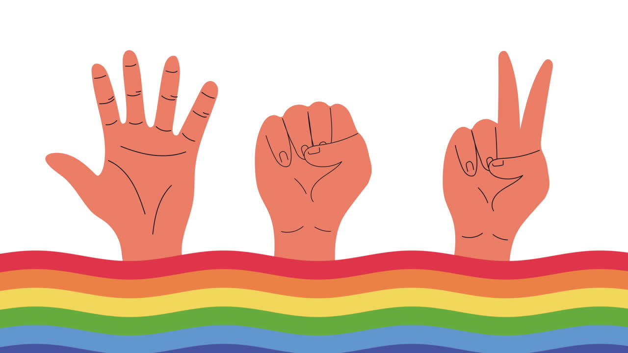 manos con fondo de arco iris