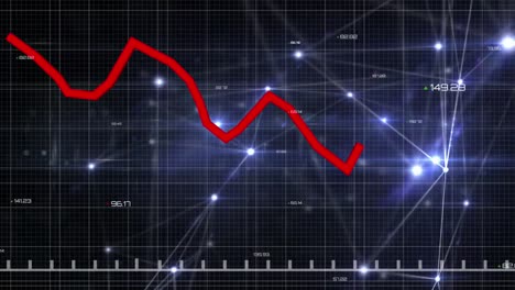 Animation-of-red-line-and-data-processing-over-grid