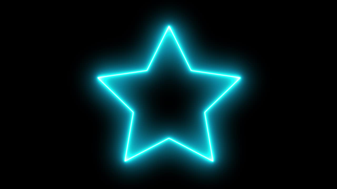 Light blue star neon glowing animation motion graphics