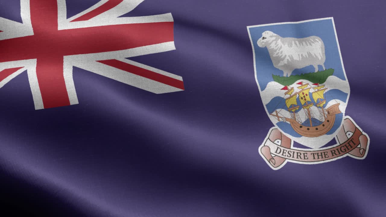 포클랜드 섬의 발 - 포클랜드 제도의 발 높은 세부 사항 - 국가 발 포클랜드 아일랜드 파도 패턴 루프 가능한 요소 - 직물 질감과 끝없는 루프