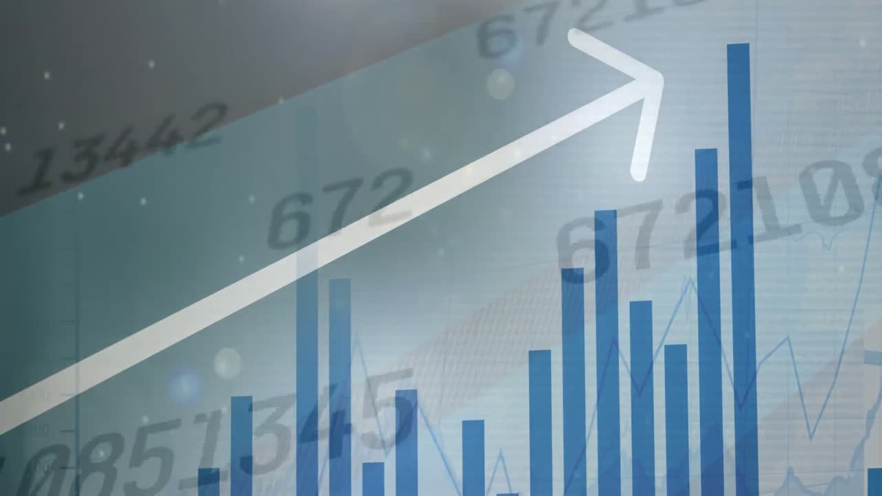 animación del procesamiento de datos financieros, registro de estadísticas y cambio de números