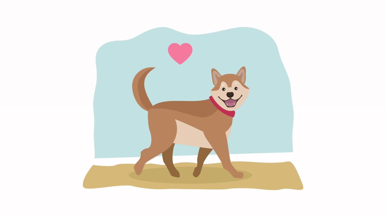 mascota del pastor alemán con animación de corazón