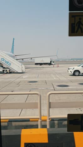 airport ground operations and aircraft at the apron