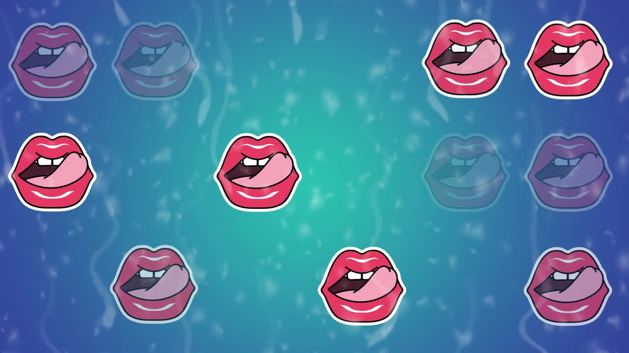 animación de labios rojos sobre fondo azul