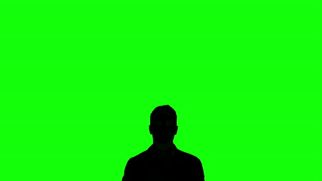 silueta de un hombre saltando en la pantalla verde