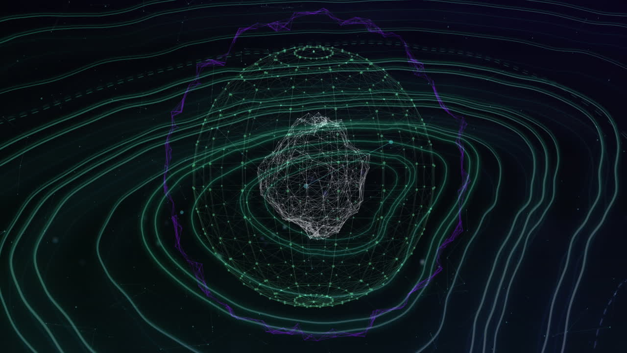 globo de red de conexiones sobre la topografía contra un fondo negro