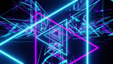 blue and violet neon triangles background vj loop