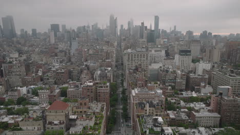 aerial view of midtown manhattan on an overcast morning. shot in new york city