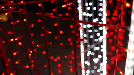 bokeh lights with red grid pattern