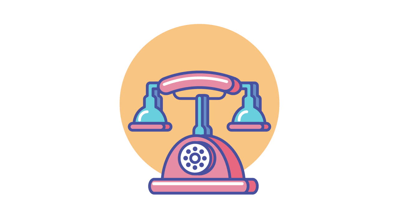 빈티지 분홍색 회전 전화 일러스트레이션