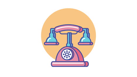 ilustración de un teléfono rotativo rosa de época