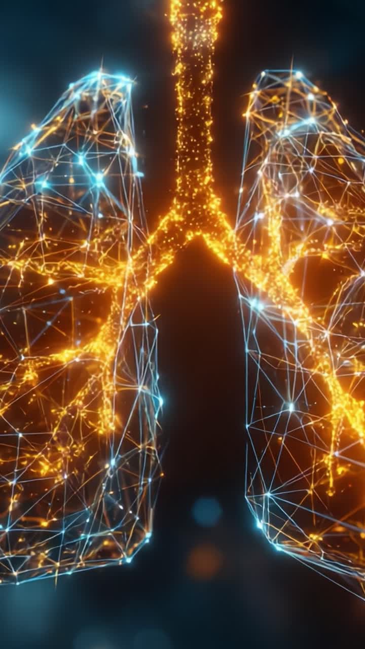 A Stunning Digital Visualization of Lungs: An Intricate Network Displaying the Beauty of Human Respiratory Anatomy Through Sparkling, Interconnected Lines and Light