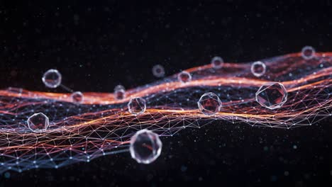 abstract representation of fluid dynamics: a stunning visualization of molecular structures and wave patterns in a molecular flow environment