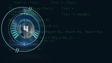 Countdown-Timer-über-Neon-Rundscanner-Vor-Datenverarbeitung-Auf-Schwarzem-Hintergrund