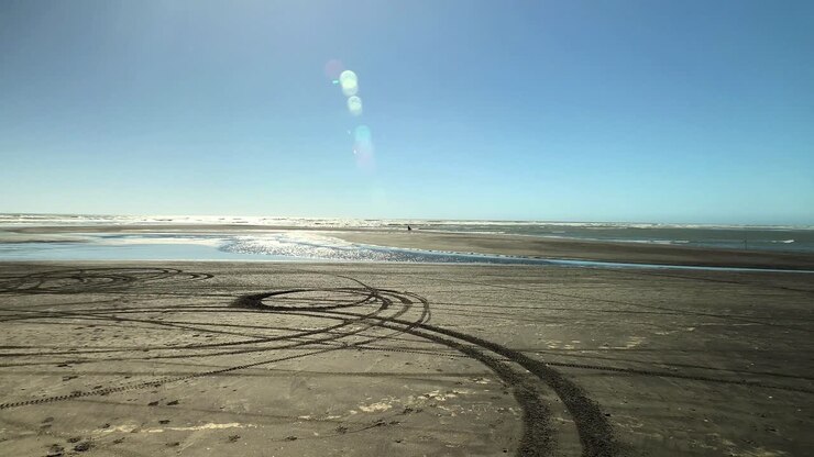 Moody sweeping shot of a New Zealand river mouth