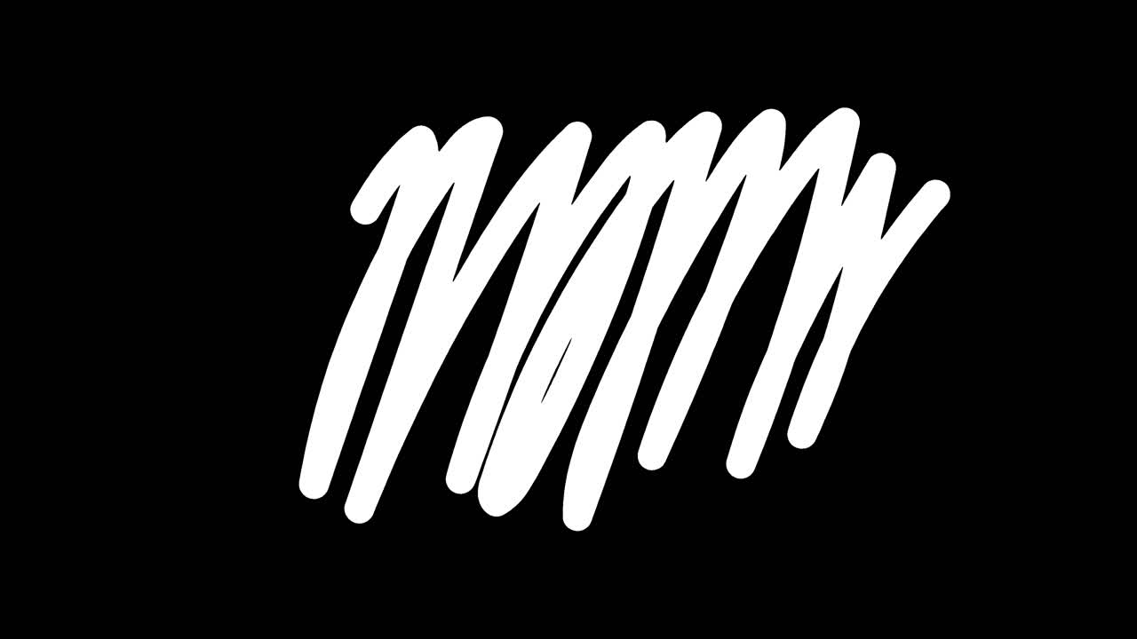 Abstract White Scribbled Lines Animation on Black Background