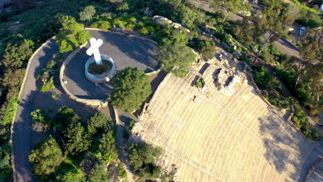 aerial of cross on mt