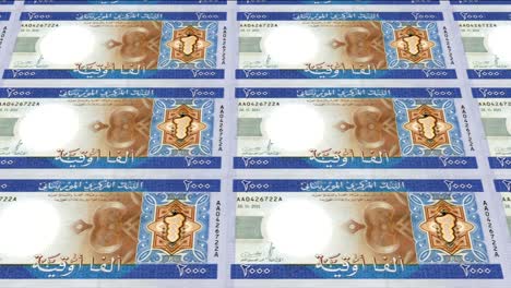 2천 마우리타니아 오우기야 (mauritanian ouguiya) 의 지폐, 현금, 루프