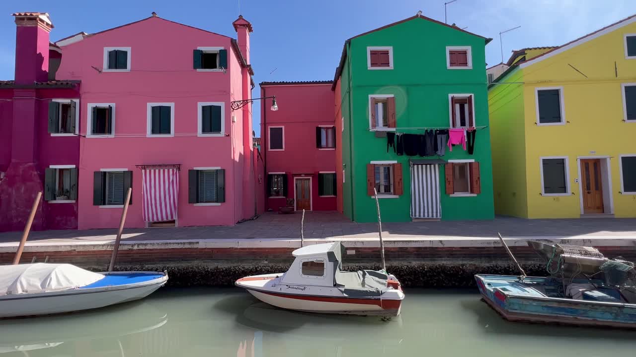 4k 정적  ⁇ : 조용한 부라노 운하, 베네치아, 이탈리아