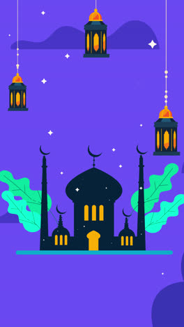 mosque illustration with lanterns - ramadan theme