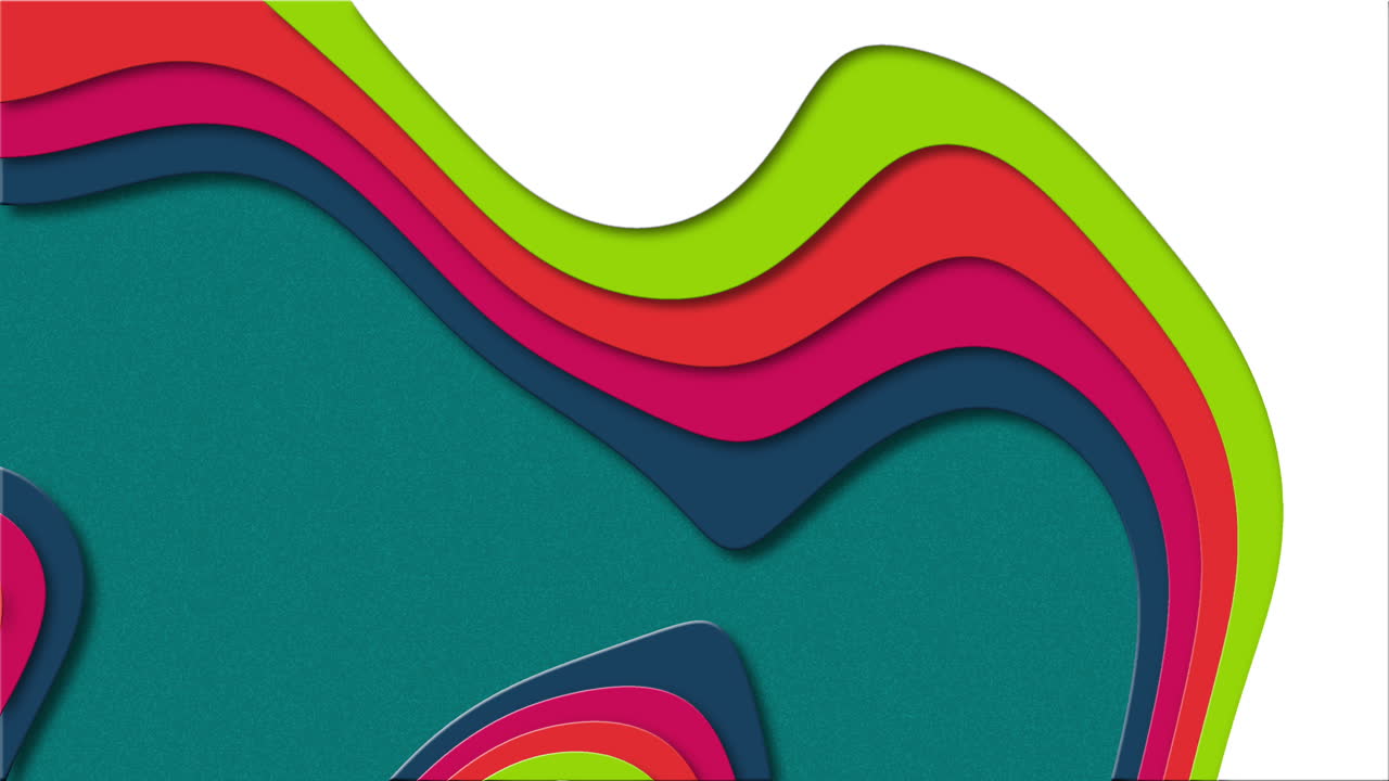 Cheerful bright looped background with chaotically snaking figures. Paper cut animation. Embossed colorful map texture surface.