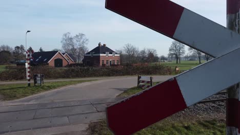 drone shot going backwards showing railway signs