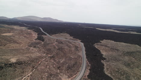 Aerial-Casacoral-Road,-Near-Pueblo-Tenesar-In-Lanzarote,-Canary-Islands