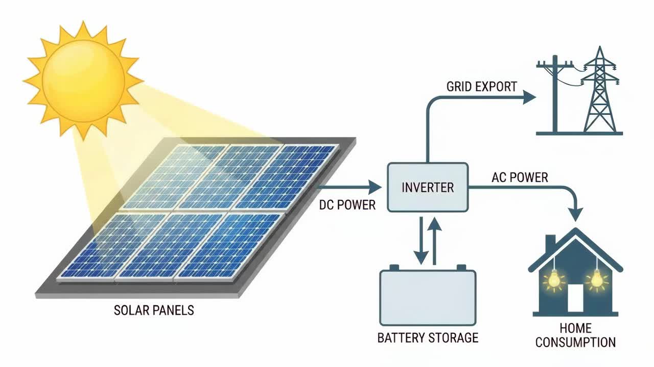 Solar Energy System Diagram | Premium Stock Video Footage