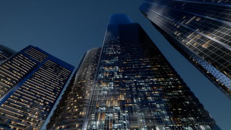 city skyscrapers at night