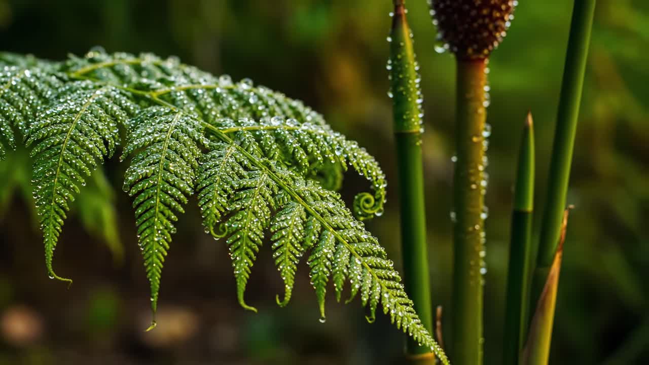 Fern with Water Droplets