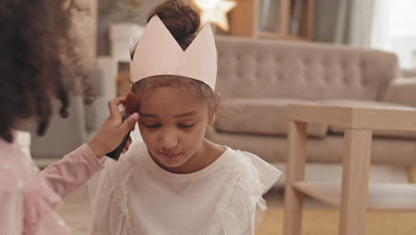 children playing with makeup