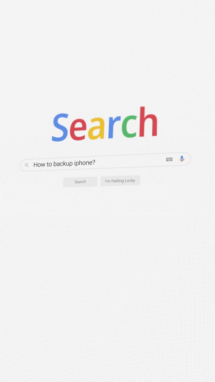 video verticale della ricerca di come fare un backup di iphone su un browser internet