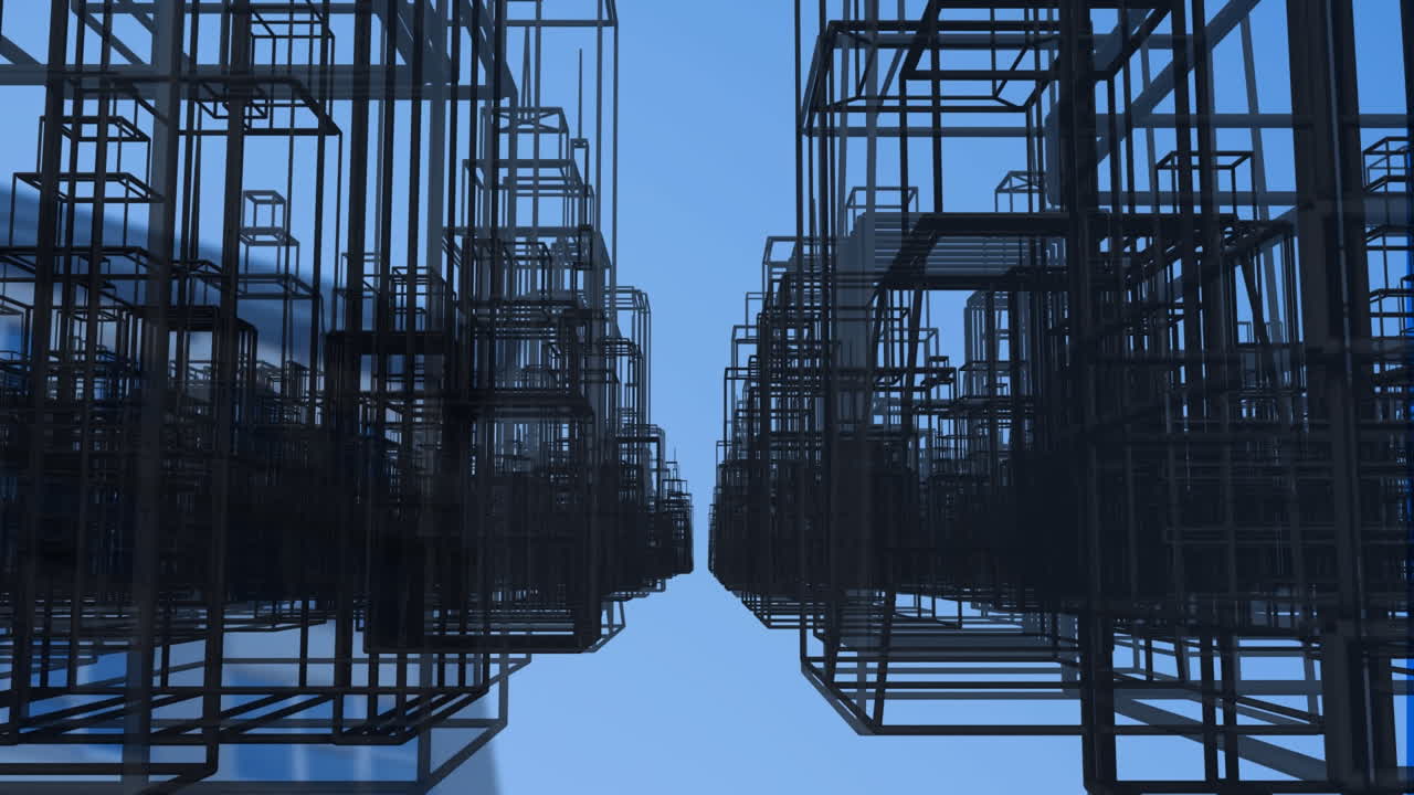 анимация синего фона над городским пейзажем.