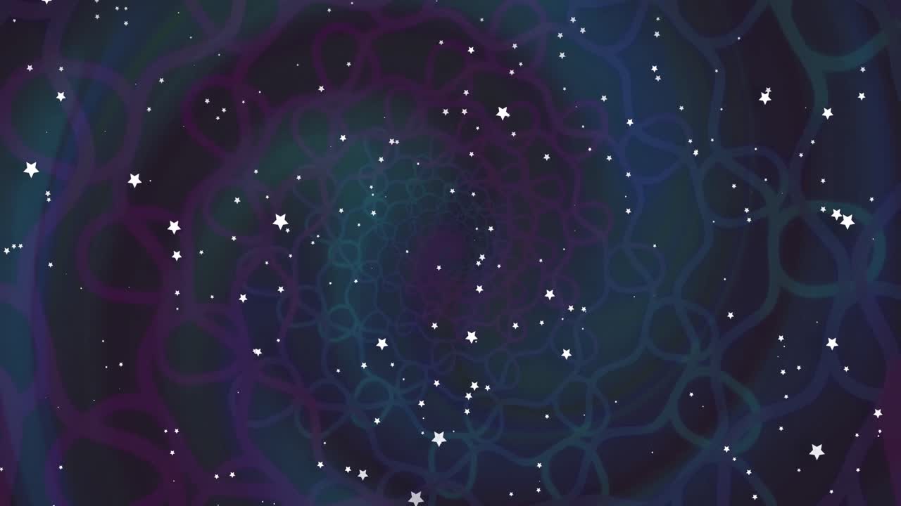 Animazione di punti luminosi che cadono su rete e sfondo blu scuro