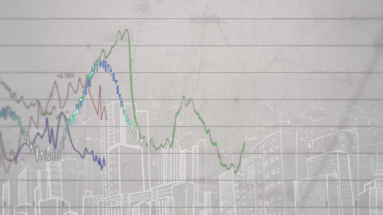 animación del procesamiento de datos financieros sobre un fondo blanco