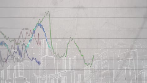 Animation-of-financial-data-processing-over-white-background