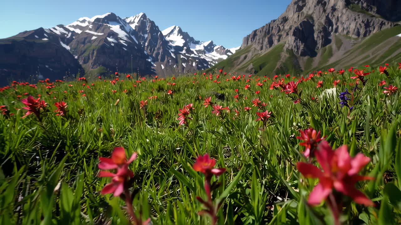 Red Flowers in the Swiss Alps