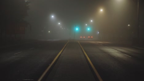 motorway in fog at late dark evening - wide, static