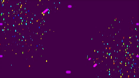 animation of pink circular scanner moving over colourful confetti falling on dark background