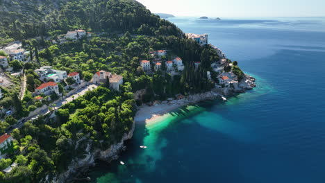 drone views over the resorts, houses and coastline in durbovnik