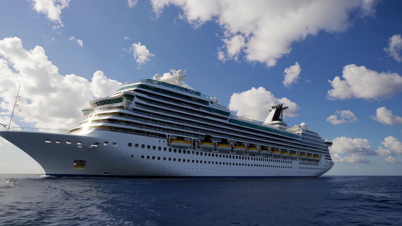 Cruise Ship Sailing on Open Water