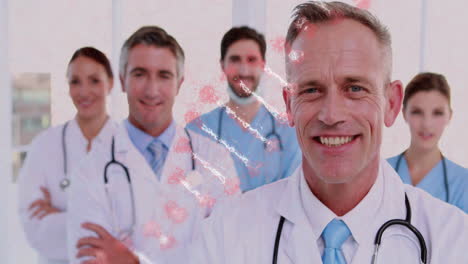 animation of diverse doctors over dna strand