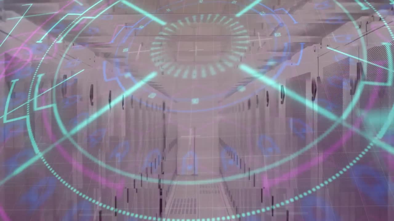 animación del escaneo del alcance sobre servidores de computadoras