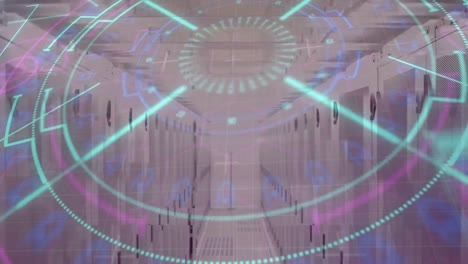 animación del escaneo del alcance sobre servidores de computadoras