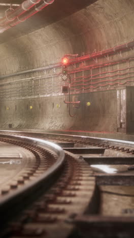 train tracks in a tunnel