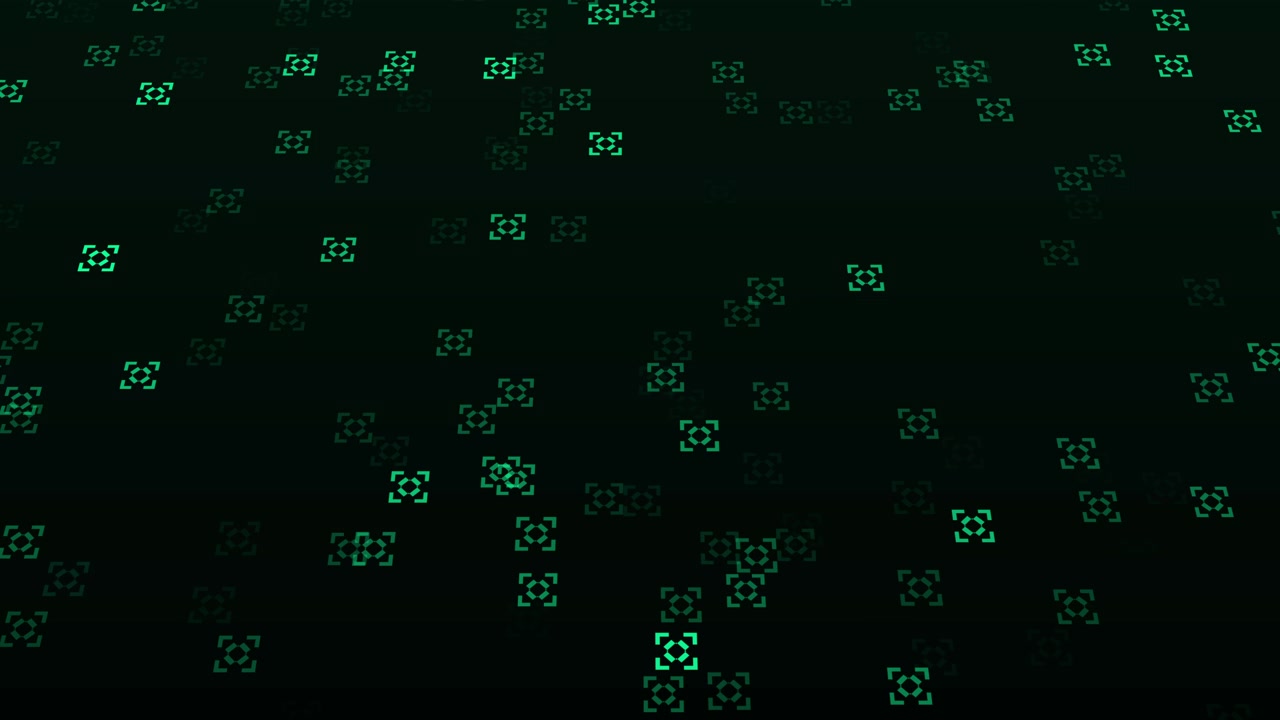 Abstract Digital Background with Glowing Green Scanning Frames