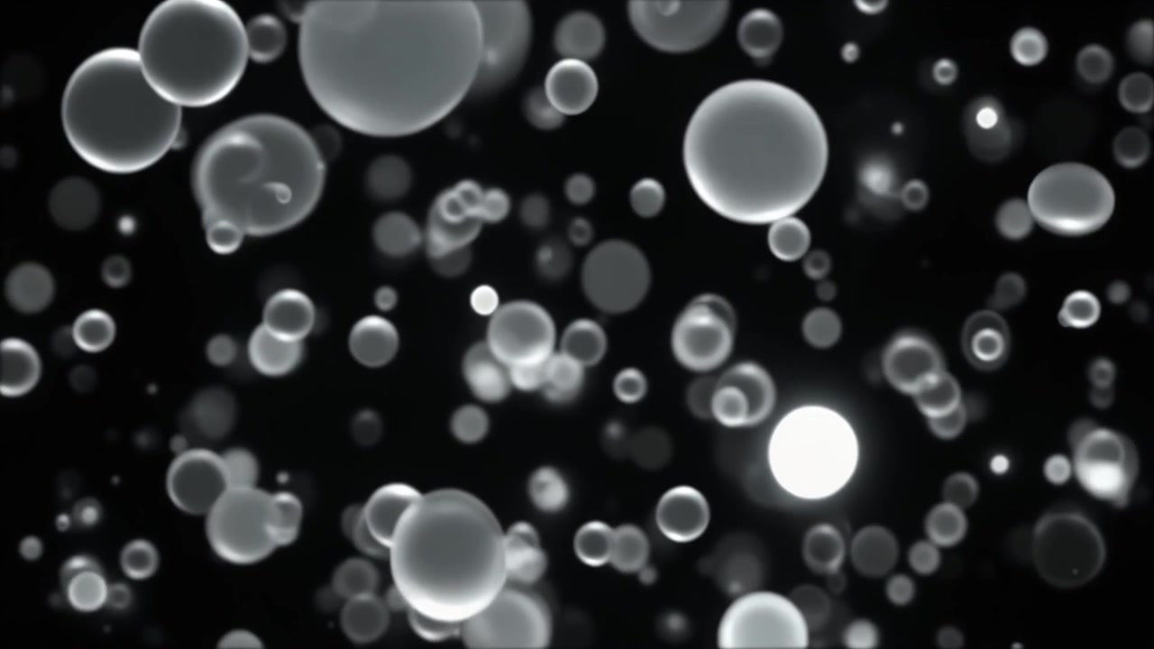 Sfondo astratto in movimento di sfere luminose fluttuanti