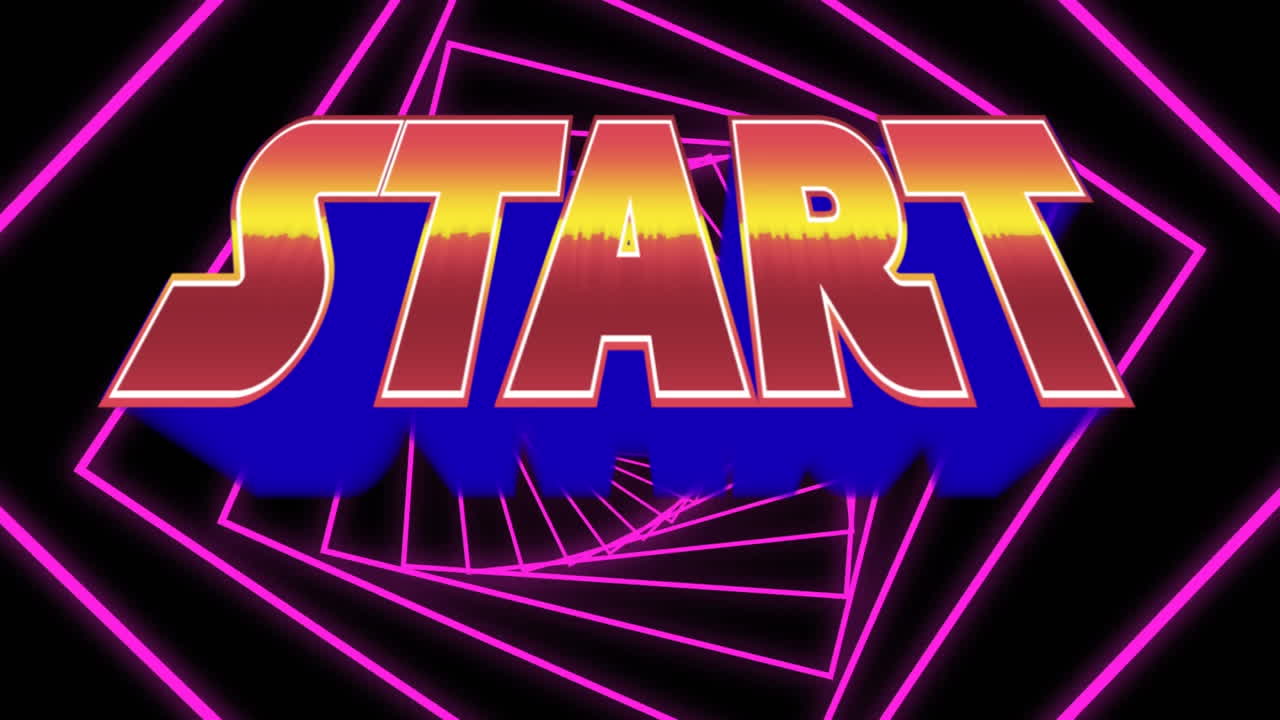 texto de inicio y túnel futurista