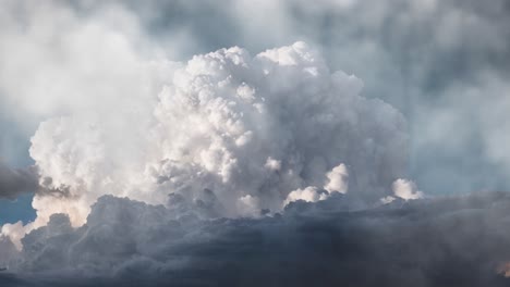 aerial view of white cumulonimbus clouds and lightning strikes