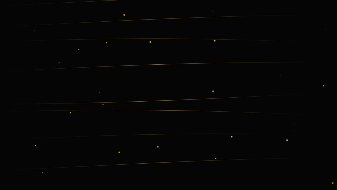 Abstract Background with Floating Golden Particles and Thin Horizontal Lines